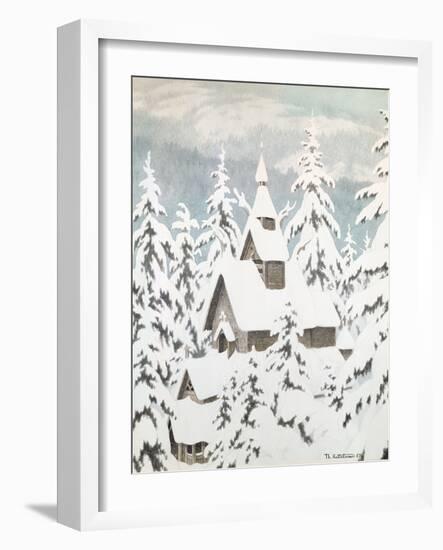 Church in the Snow, 1907-Theodor Severin Kittelsen-Framed Giclee Print