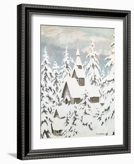 Church in the Snow, 1907-Theodor Severin Kittelsen-Framed Giclee Print