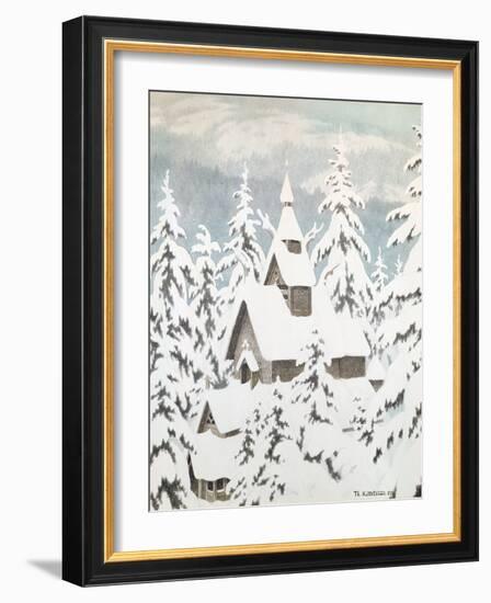 Church in the Snow, 1907-Theodor Severin Kittelsen-Framed Giclee Print