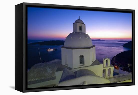 Church in Thira, Santorini, Cyclades, Greece-Katja Kreder-Framed Premier Image Canvas