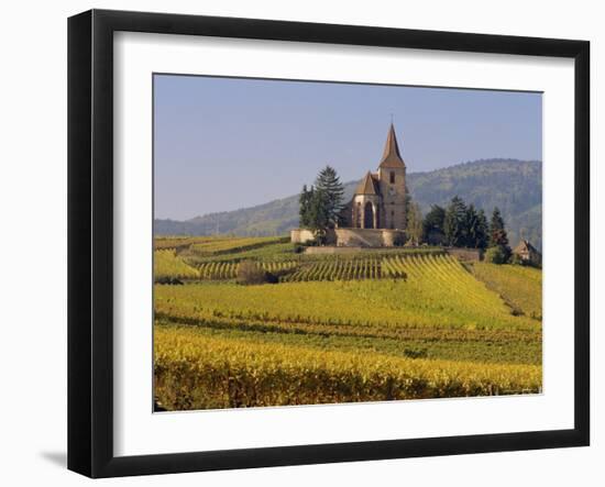 Church in Vineyards, Hunawihr, Alsace, France, Europe-John Miller-Framed Photographic Print