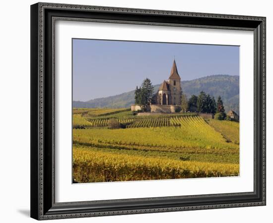 Church in Vineyards, Hunawihr, Alsace, France, Europe-John Miller-Framed Photographic Print