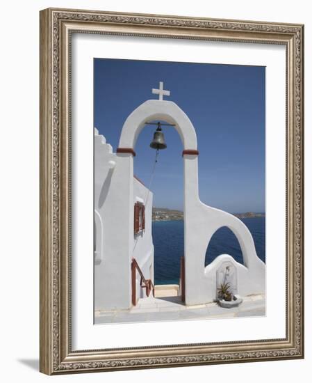 Church Near the Beach of Psarou, Mykonos, Cyclades, Greek Islands, Greece, Europe-Angelo Cavalli-Framed Photographic Print