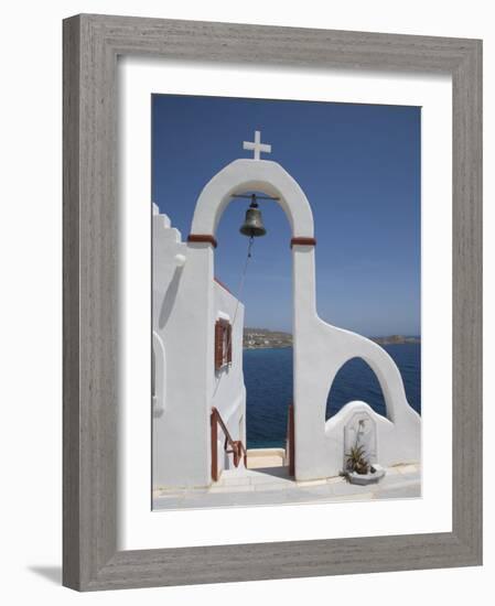 Church Near the Beach of Psarou, Mykonos, Cyclades, Greek Islands, Greece, Europe-Angelo Cavalli-Framed Photographic Print