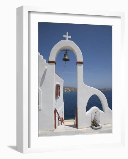 Church Near the Beach of Psarou, Mykonos, Cyclades, Greek Islands, Greece, Europe-Angelo Cavalli-Framed Photographic Print