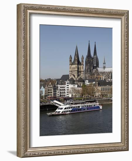 Church of Great Saint Martin and Cathedral, Seen across the River Rhine, Cologne, North Rhine Westp-Hans Peter Merten-Framed Photographic Print