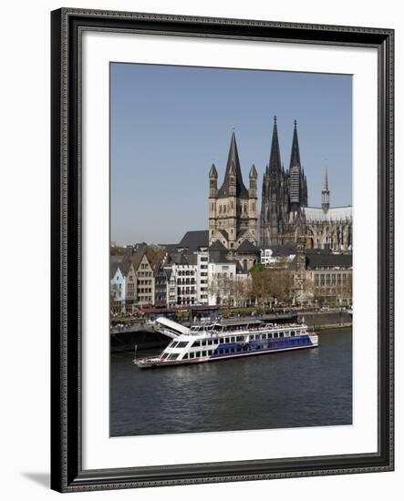 Church of Great Saint Martin and Cathedral, Seen across the River Rhine, Cologne, North Rhine Westp-Hans Peter Merten-Framed Photographic Print