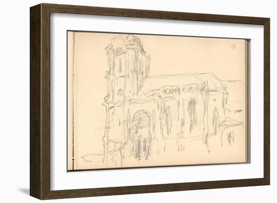 Church of Montjavoult (Pencil on Paper)-Claude Monet-Framed Giclee Print