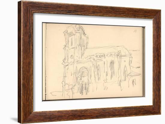 Church of Montjavoult (Pencil on Paper)-Claude Monet-Framed Giclee Print