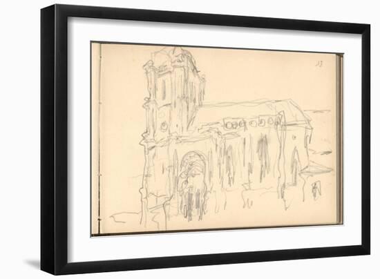 Church of Montjavoult (Pencil on Paper)-Claude Monet-Framed Giclee Print