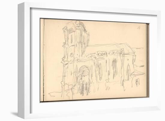 Church of Montjavoult (Pencil on Paper)-Claude Monet-Framed Giclee Print