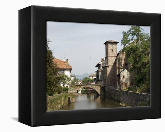 Church of Our Lady on Right of Old Bridge, St. Jean Pied De Port, Basque Country, Aquitaine-R H Productions-Framed Premier Image Canvas