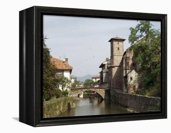 Church of Our Lady on Right of Old Bridge, St. Jean Pied De Port, Basque Country, Aquitaine-R H Productions-Framed Premier Image Canvas