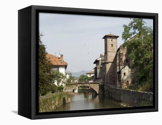 Church of Our Lady on Right of Old Bridge, St. Jean Pied De Port, Basque Country, Aquitaine-R H Productions-Framed Premier Image Canvas