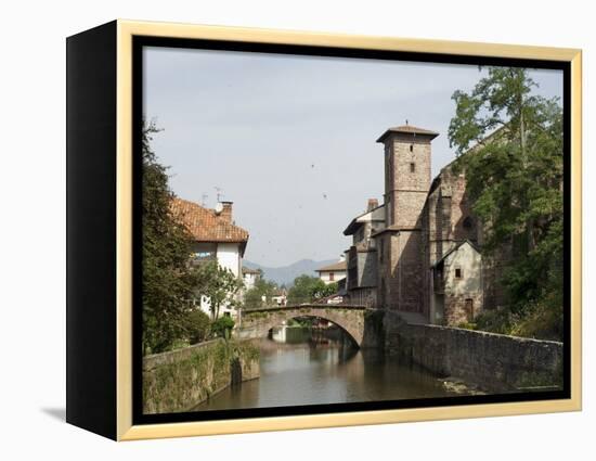 Church of Our Lady on Right of Old Bridge, St. Jean Pied De Port, Basque Country, Aquitaine-R H Productions-Framed Premier Image Canvas