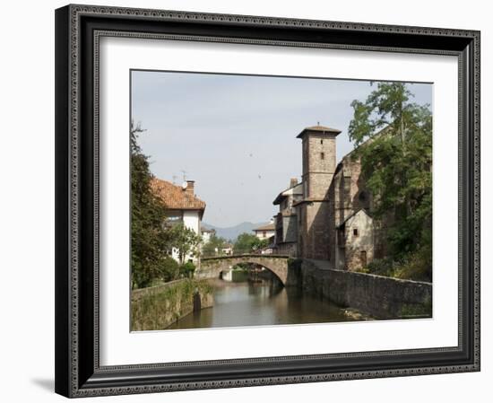 Church of Our Lady on Right of Old Bridge, St. Jean Pied De Port, Basque Country, Aquitaine-R H Productions-Framed Photographic Print