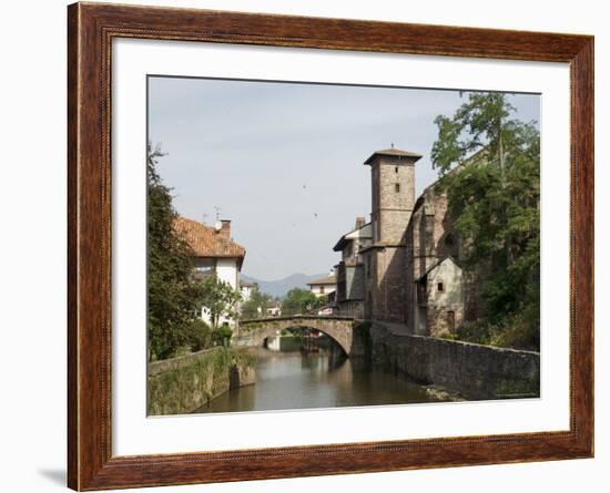 Church of Our Lady on Right of Old Bridge, St. Jean Pied De Port, Basque Country, Aquitaine-R H Productions-Framed Photographic Print