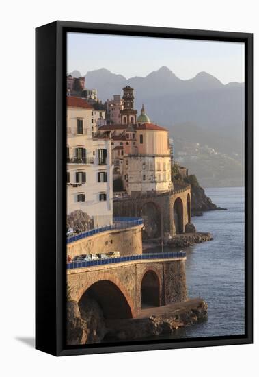 Church of Santa Maria Maddalena and Coast Road with Mountains-Eleanor Scriven-Framed Premier Image Canvas