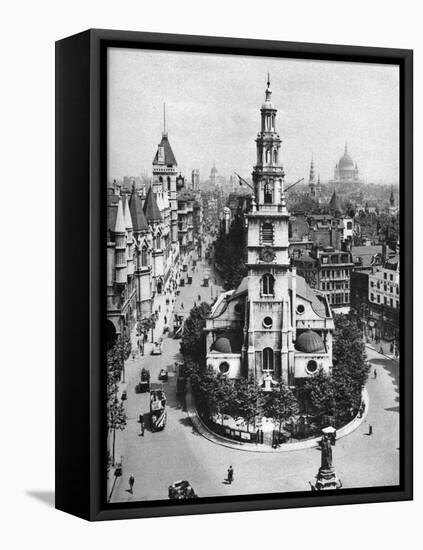 Church of St Clement Danes, the Strand and Fleet Street from Australia House, London, 1926-1927-McLeish-Framed Premier Image Canvas