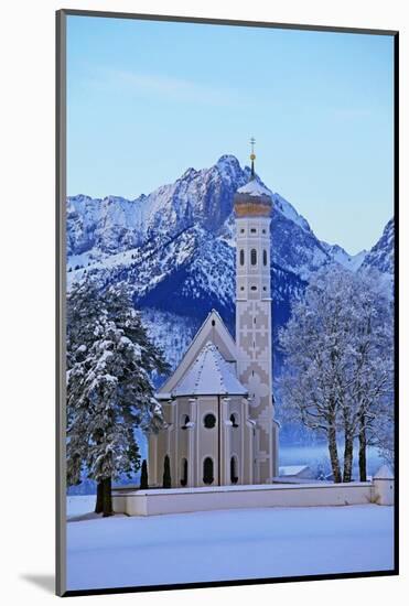 Church of St. Coloman and Tannheimer Alps near Schwangau, Allgau, Bavaria, Germany, Europe-Hans-Peter Merten-Mounted Photographic Print