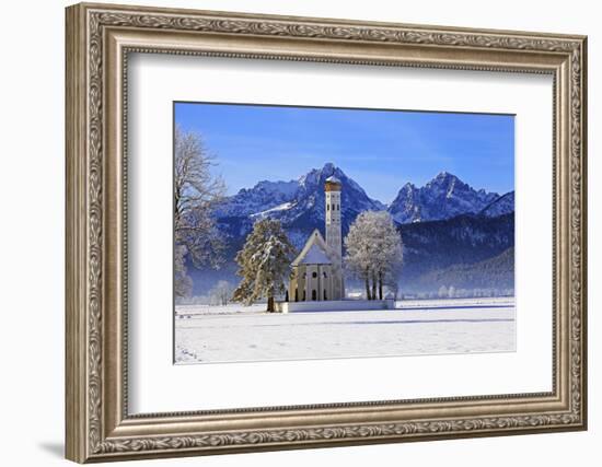 Church of St. Coloman and Tannheimer Alps near Schwangau, Allgau, Bavaria, Germany, Europe-Hans-Peter Merten-Framed Photographic Print