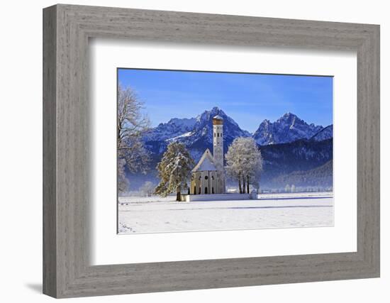 Church of St. Coloman and Tannheimer Alps near Schwangau, Allgau, Bavaria, Germany, Europe-Hans-Peter Merten-Framed Photographic Print