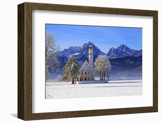 Church of St. Coloman and Tannheimer Alps near Schwangau, Allgau, Bavaria, Germany, Europe-Hans-Peter Merten-Framed Photographic Print