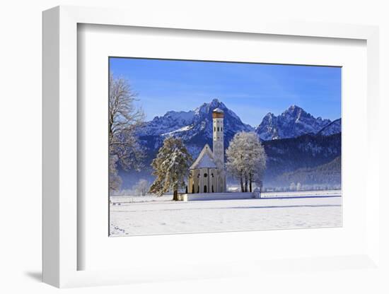 Church of St. Coloman and Tannheimer Alps near Schwangau, Allgau, Bavaria, Germany, Europe-Hans-Peter Merten-Framed Photographic Print