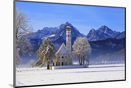 Church of St. Coloman and Tannheimer Alps near Schwangau, Allgau, Bavaria, Germany, Europe-Hans-Peter Merten-Mounted Photographic Print