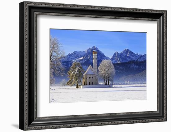 Church of St. Coloman and Tannheimer Alps near Schwangau, Allgau, Bavaria, Germany, Europe-Hans-Peter Merten-Framed Photographic Print