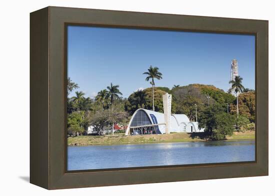 Church of St. Francis of Assisi, Pampulha Lake, Pampulha, Belo Horizonte, Minas Gerais, Brazil-Ian Trower-Framed Premier Image Canvas