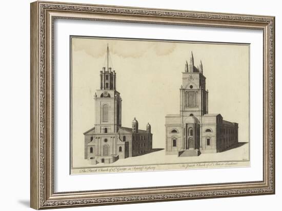 Church of St George, Ratcliff Highway and Church of St John, Limehouse, London-null-Framed Giclee Print