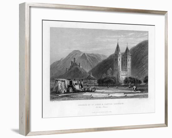 Church of St John and Castle Lahneck on the Rhine, 1838-R Wallis-Framed Giclee Print