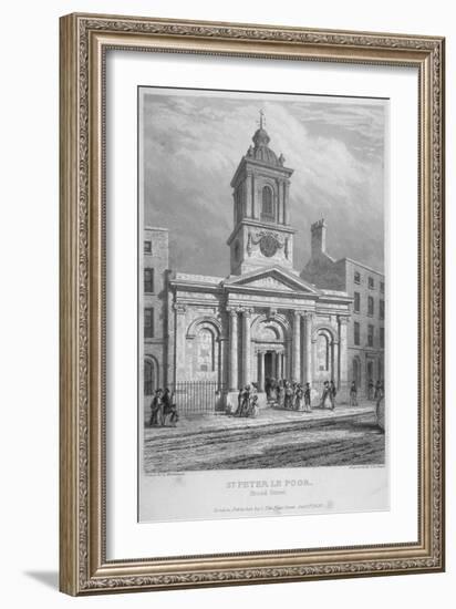 Church of St Peter-Le-Poer with the Congregation Entering, City of London, 1839-John Le Keux-Framed Giclee Print