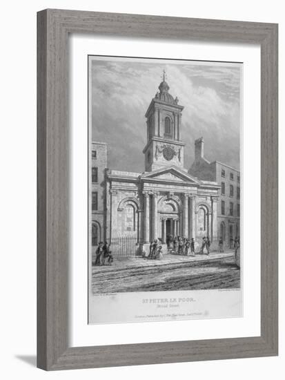 Church of St Peter-Le-Poer with the Congregation Entering, City of London, 1839-John Le Keux-Framed Giclee Print