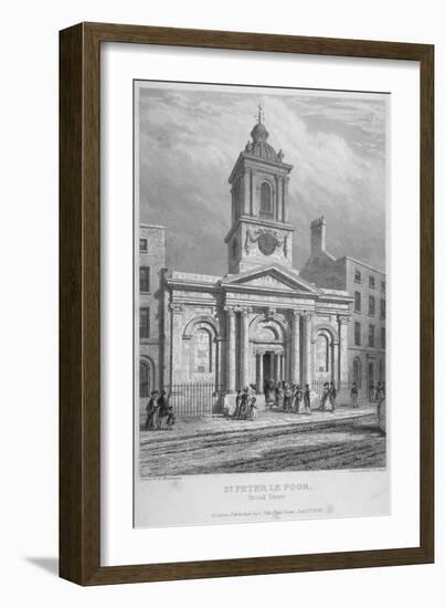 Church of St Peter-Le-Poer with the Congregation Entering, City of London, 1839-John Le Keux-Framed Giclee Print