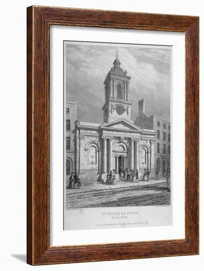 Church of St Peter-Le-Poer with the Congregation Entering, City of London, 1839-John Le Keux-Framed Giclee Print