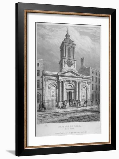 Church of St Peter-Le-Poer with the Congregation Entering, City of London, 1839-John Le Keux-Framed Giclee Print