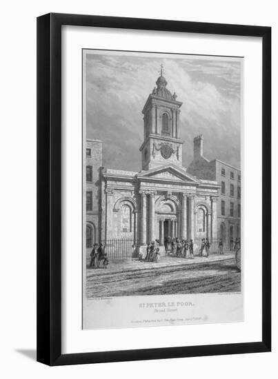Church of St Peter-Le-Poer with the Congregation Entering, City of London, 1839-John Le Keux-Framed Giclee Print