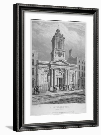 Church of St Peter-Le-Poer with the Congregation Entering, City of London, 1839-John Le Keux-Framed Giclee Print