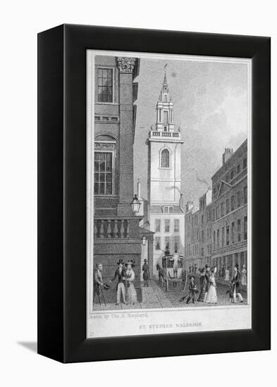 Church of St Stephen Walbrook from the Corner of Mansion House, City of London, 1830-R Acon-Framed Premier Image Canvas
