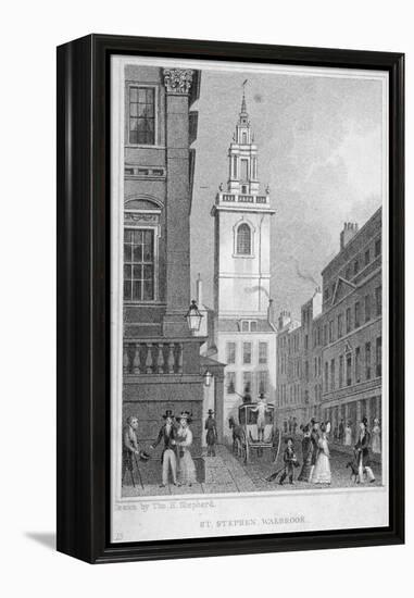 Church of St Stephen Walbrook from the Corner of Mansion House, City of London, 1830-R Acon-Framed Premier Image Canvas