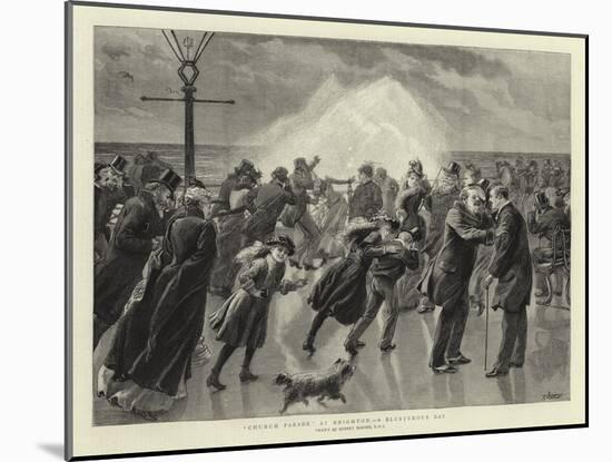 Church Parade at Brighton, a Blusterous Day-Robert Barnes-Mounted Giclee Print