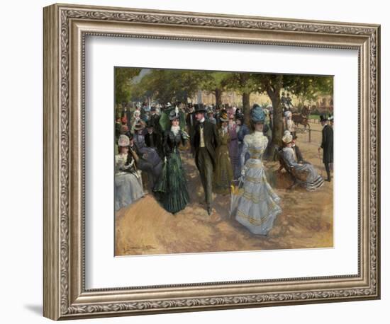 Church Parade, Hyde Park, (Oil on Canvas)-John Sanderson Wells-Framed Giclee Print