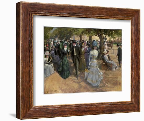 Church Parade, Hyde Park, (Oil on Canvas)-John Sanderson Wells-Framed Giclee Print