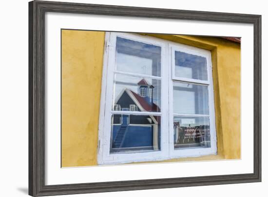 Church Reflected in Brightly Painted House Window in Sisimiut, Greenland, Polar Regions-Michael Nolan-Framed Photographic Print