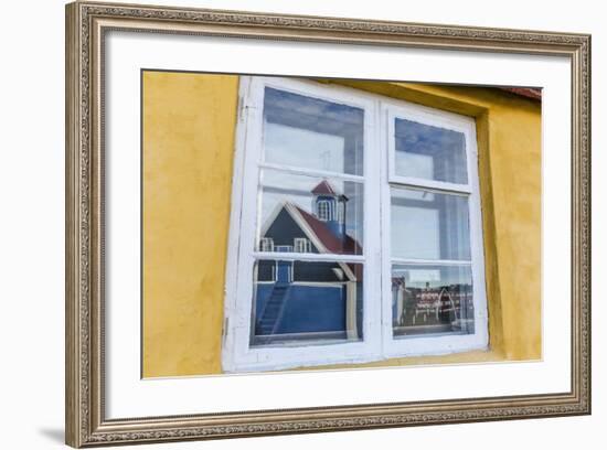 Church Reflected in Brightly Painted House Window in Sisimiut, Greenland, Polar Regions-Michael Nolan-Framed Photographic Print