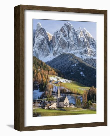 Church Sankt Magdalena, Villnoess Valley. Geisler Mountains. Italy-Martin Zwick-Framed Photographic Print