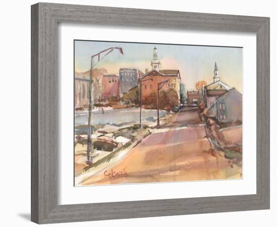 Church Street, Pittsfield MA-Stephen Calcasola-Framed Art Print