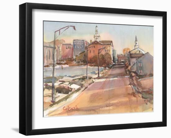 Church Street, Pittsfield MA-Stephen Calcasola-Framed Art Print